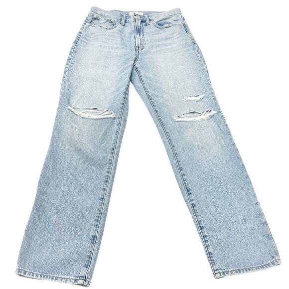 Madewell The Perfect Vintage Straight Jean Ripped Light Wash Denim Size 27 - Picture 2 of 8